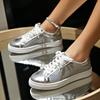 2024 Spring and Autumn High Quality Women's Sports Shoes Fashion Round Toe Solid Color Glossy Lace Up Women's Vulcanized Shoes