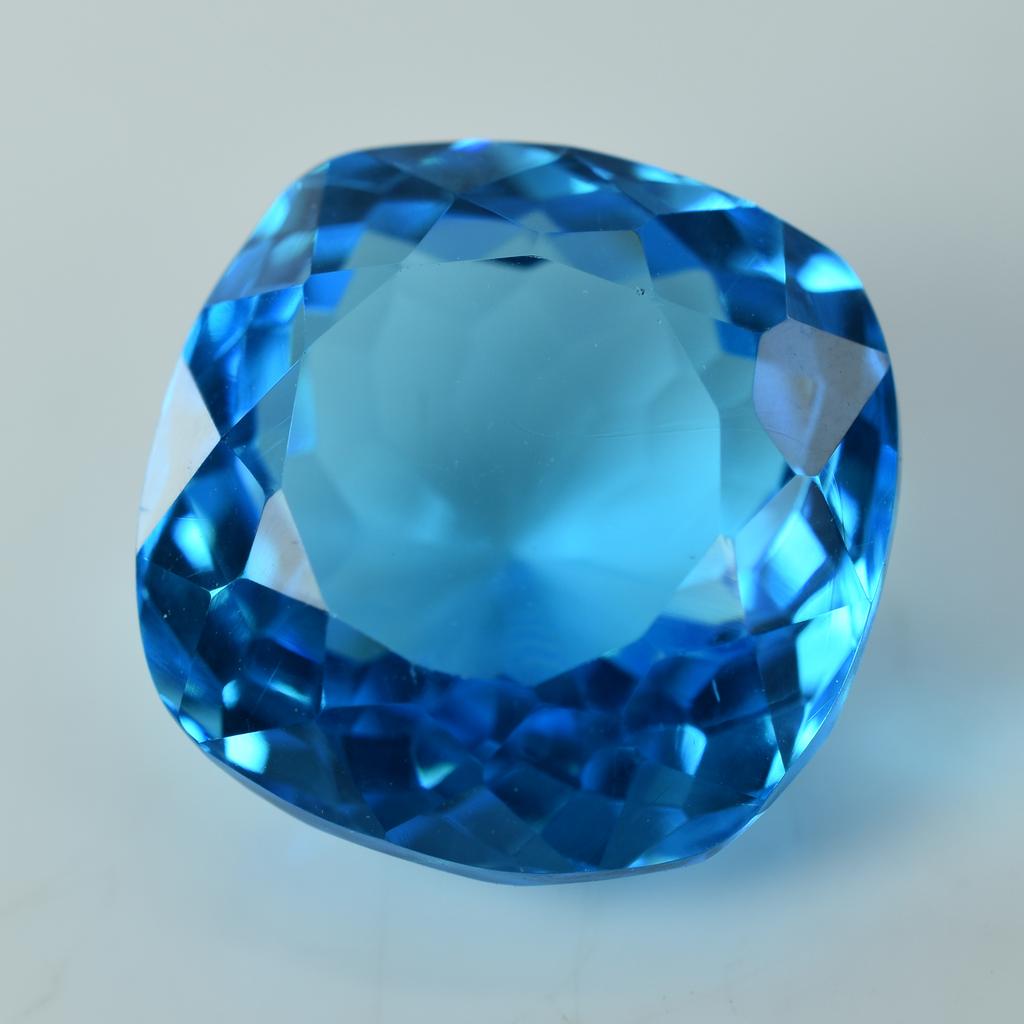 23.30 Ct Lab-Created Cushion Ocean Blue Aquamarine Loose Gemstone A++