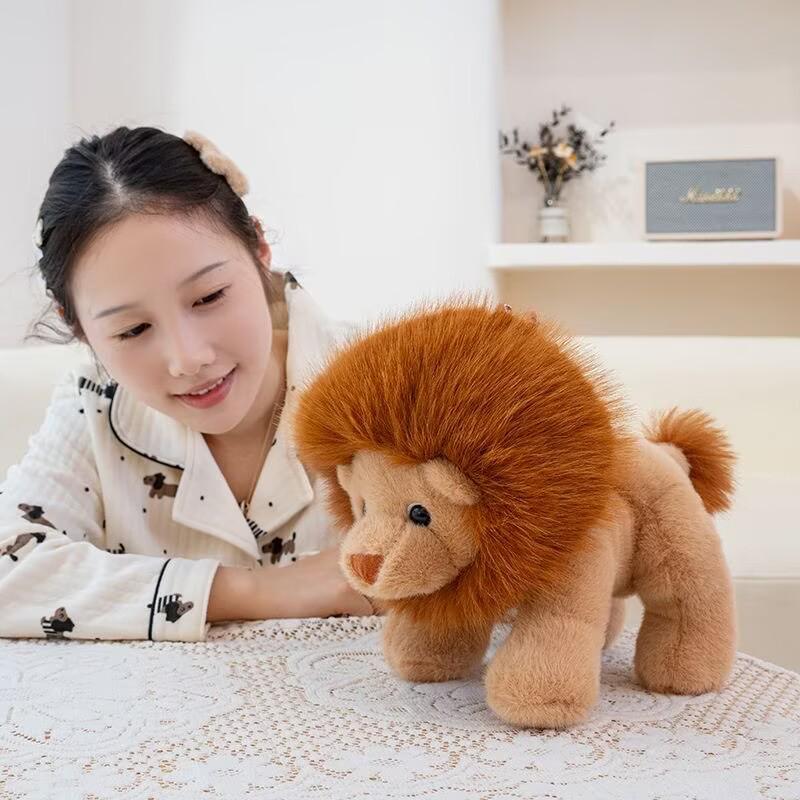 Fluffy Lion Plush Toy for Kids - Zoo Sitting Lion Doll Children's Birthday Gift