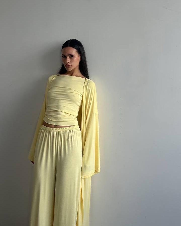 European & American Women's 2025 Summer Casual Long Cardigan & High-waisted Trousers Set.