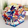 Automatic Folding Umbrella Musical instruments and notes. Portable collapsible design, casual outdoor accessory, for all seaso