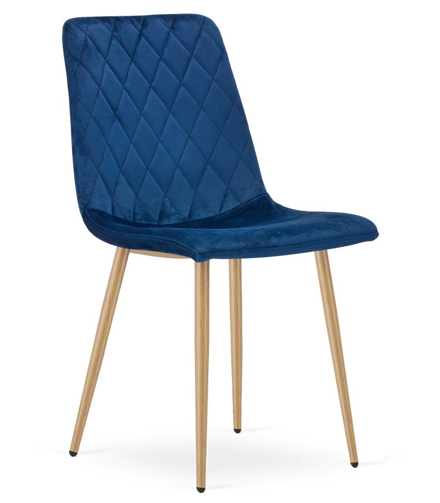 TURIN chair - navy blue velvet / wood-colored legs x 2