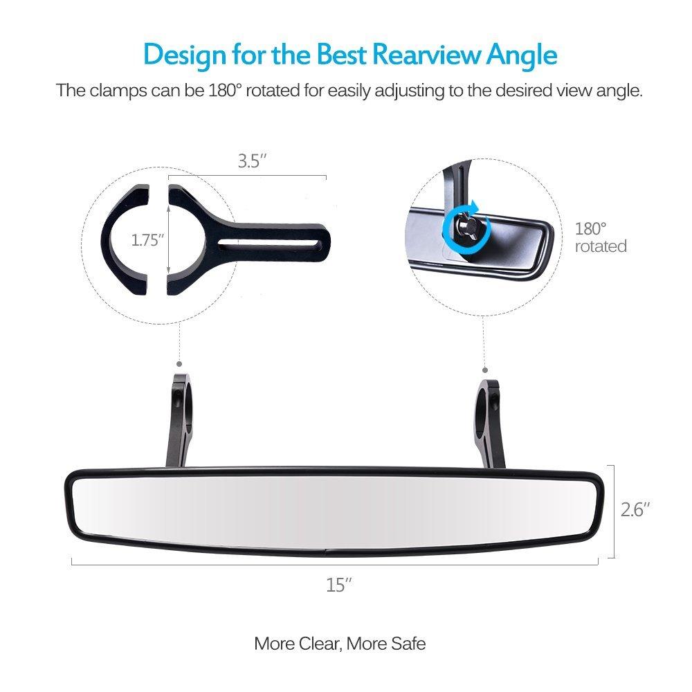1x Breiter Rückspiegel mit 1,75"-Klemmen für Polaris RZR 800 1000 XP900 1000S