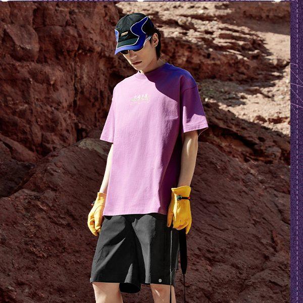 Li Ning T Shirt Unisex Gray Purple AHSU255-2