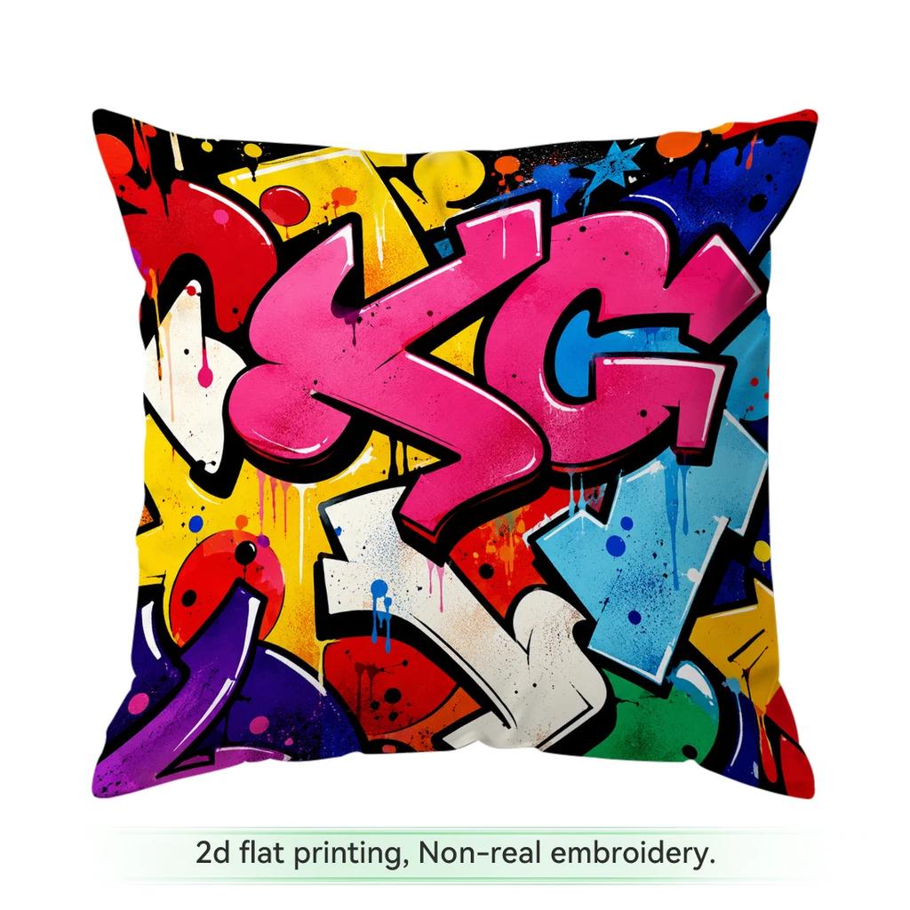 1/4pcs Colorful Street Graffiti S Cushions Pillowcase Polyester Cushion Cover Throw Pillow Pillowcover Home Car Sofa Decor