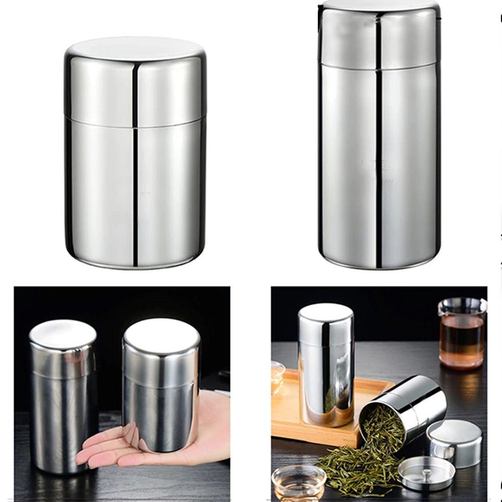 Large Capacity Tea Jar Stainless Steel Storage Box Portable Tea Tin for Home&Travel