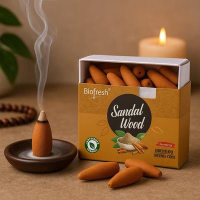 Sandalwood Backflow Incense Cones 40 Pack Biofresh
