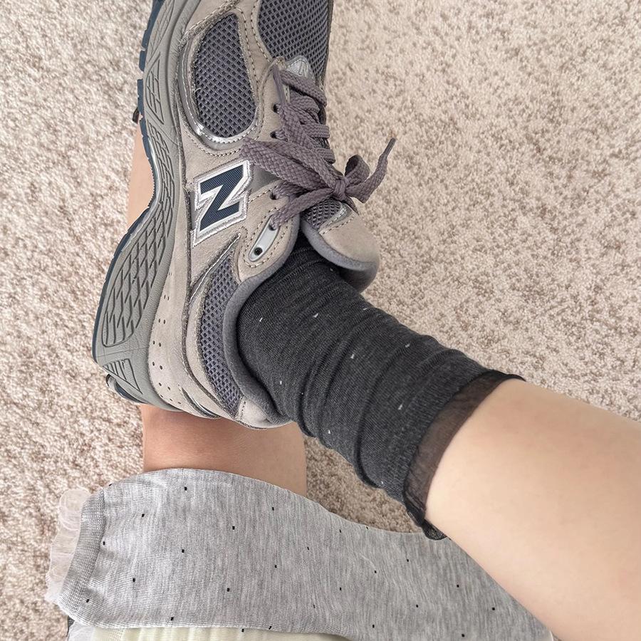

Grey System Organza Lace Polka Dot Mid-Calf Women s Socks – Cooling Stacked Design with Breathable Openwork One Size