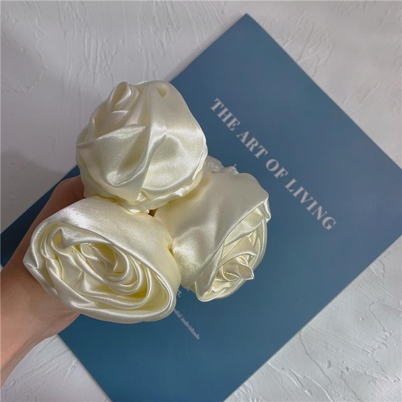 French Silk Headband, Retro Rose, Three-dimensional Flower, Large Intestine Hair Tie, Female Korean Version