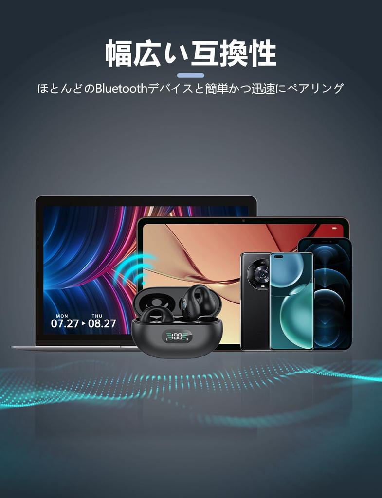 Wireless Earbuds, Bluetooth 5.3, Clip-on Earbuds, In-Ear 10mm Drivers, 36 Hours of Continuous Playtime, Deep Bass, Stereo Bluetooth Earphones,