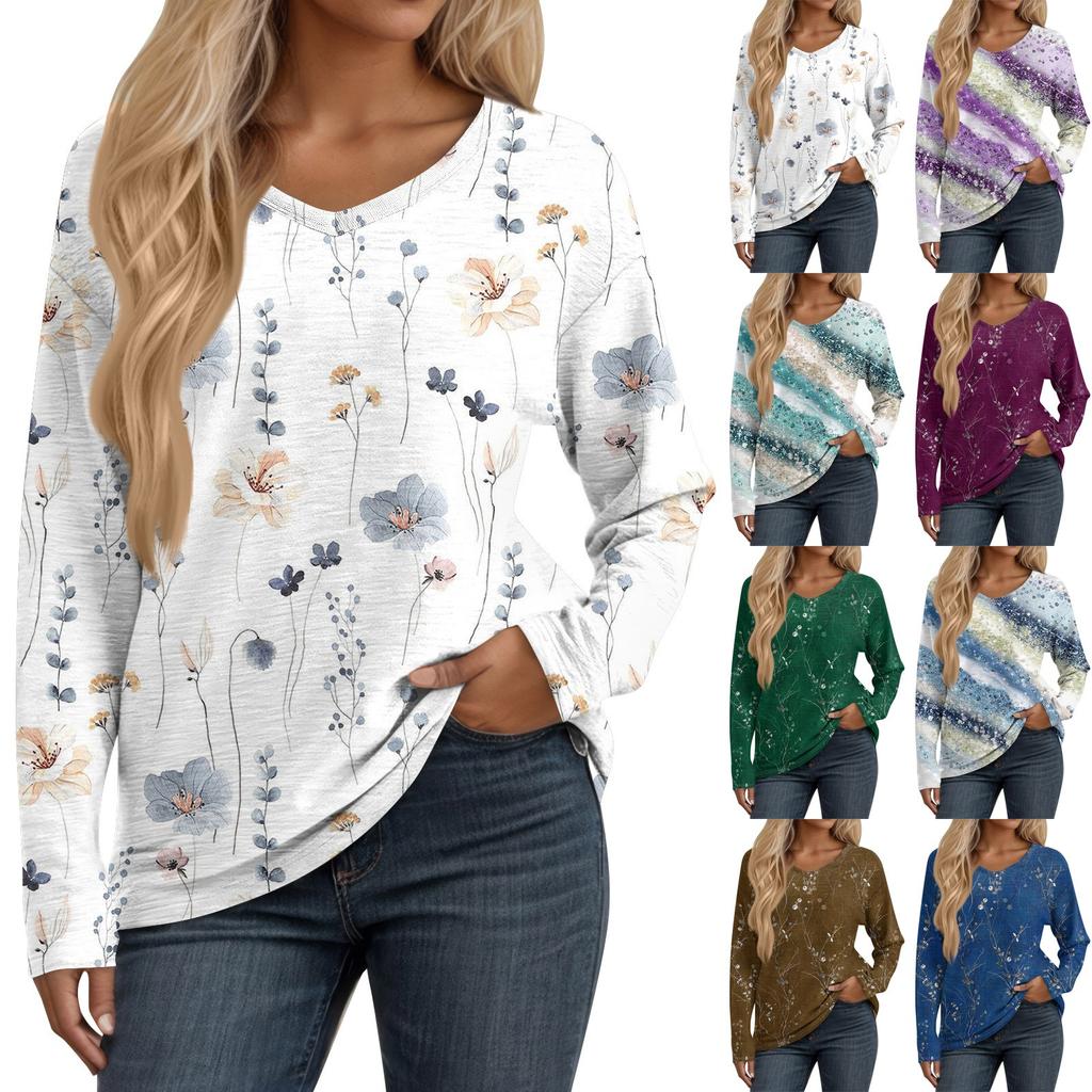 Womens Long Sleeve V Neck Shirts Basic Tee Casual Top Fall Trendy Tunic Outfits Fitted T Shirts
