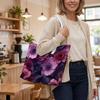 Purple Flower Pattern Tote Bag Casual Portable Daily Shoulder Bag for Women Shopping Travel Use