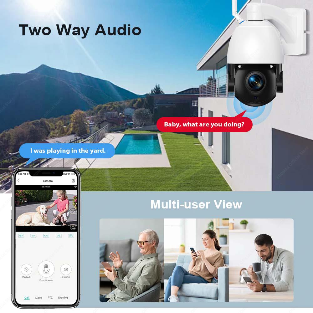 4K 8MP PTZ IP Outdoor 50X Zoom WiFi Surveillance Camera 120M IR Distance Security Protection Metal Shell Smart CCTV Cam