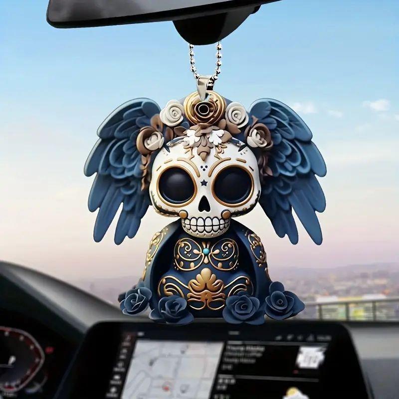 

Skeleton Artistic Acrylic Car Decor With Wings For Eyecatching Automotive Accessories 2