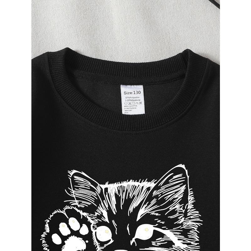 European sizes Kids' Casual Printed Round Neck Pullover, Kids' Fashion Round Neck Sweatshirt with Adorable Animal Prints, Casual Comfortable