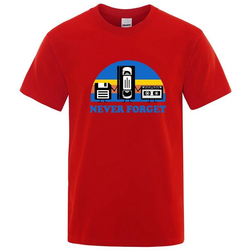 Summer Men's T-shirt Never Forget Sarcastic Graphic Music Funny Printed Cotton Blend T-Shirt Loose Male Top Casual Short Sleeve