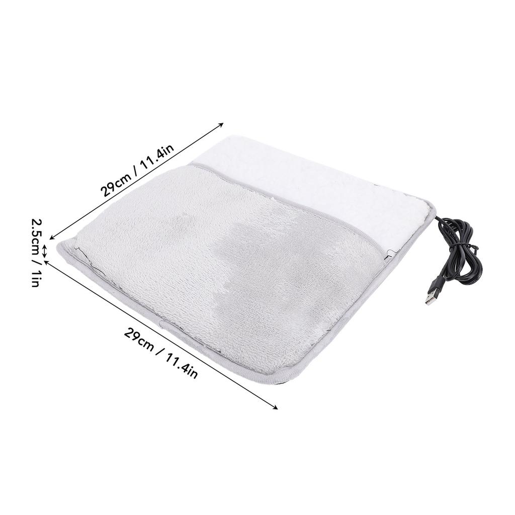 Electric Foot Warmer Grey USB Fast Heating Flannel Electric Feet Heating Pad for Home Travel