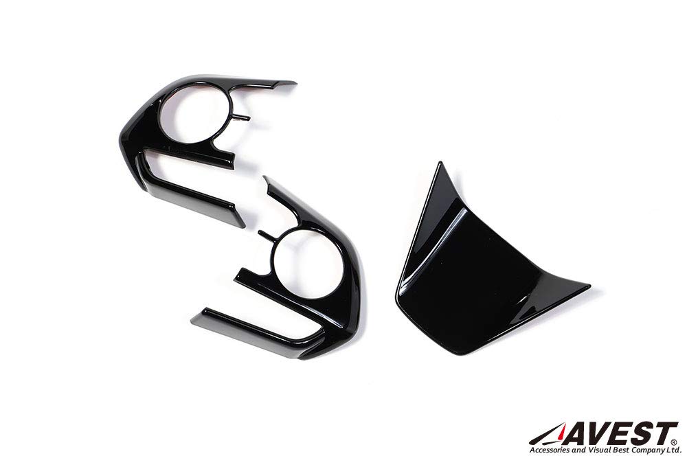 AVEST Steering Panel Set in Piano Compatible with Toyota Harrier 80 Camry 70 Crown 220 and Corolla 210 Series (3-Piece Set) Black, Series, Series,