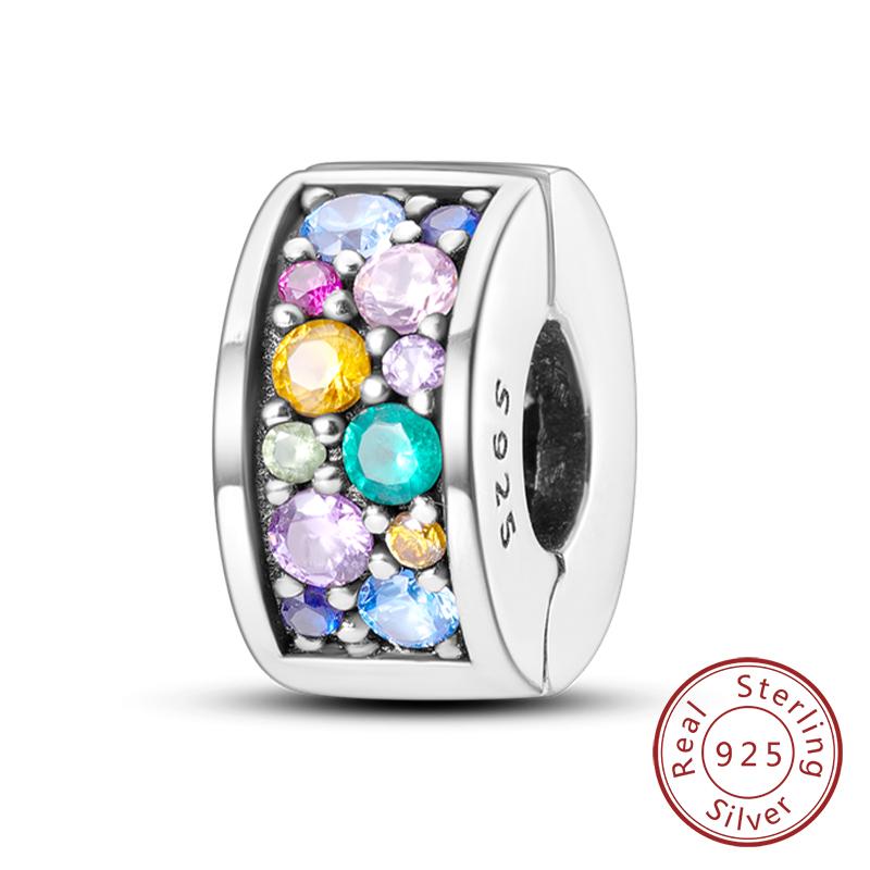 Fit Original Charms Beads Copper Clip Charms Zircon Silicone Spacer Beads For Bracelet Women Diy Gift Party