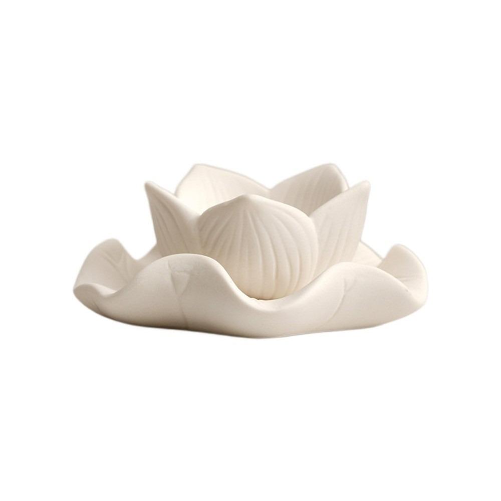 Vintage Lotus Candle Holder Ceramic Zen Style Candle Cup Tray Flower Candlestick  Home Fragrance Style 1