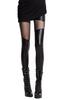 Sarah Rose Slim Long PU Faux Leather and Gothic Lolita Bottoms Women's Leggings, Pants, Mesh, Style, Black, Sexy, See-Through,