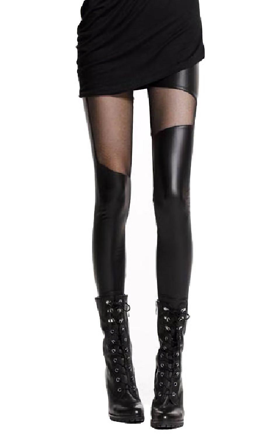 

Sarah Rose Узкие Длинные Леггинсы из Искусственной ПУ Кожи и Готические Лолита Низ Женские Леггинсы, Брюки, Сетка, Стиль, Черный, Сексуальный, Прозрачный, чёрный