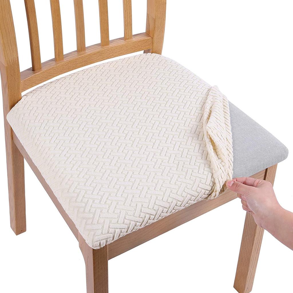 WaterProof Spandex Dining Room Upholstered Cushion Solid Chair Seat Cover Removable Slipcovers with Washable Furniture Protector