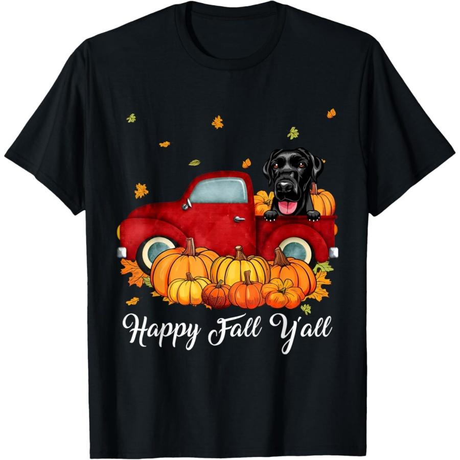 

Happy Fall Y all Labrador Retriever Dog Truck Pumpkin Autumn T-Shirt S