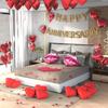 Happy Anniversary Balloon Set  Red Lips and Heart Aluminum Film Balloon Simulation Rose Petals for Valentine's Day Wedding