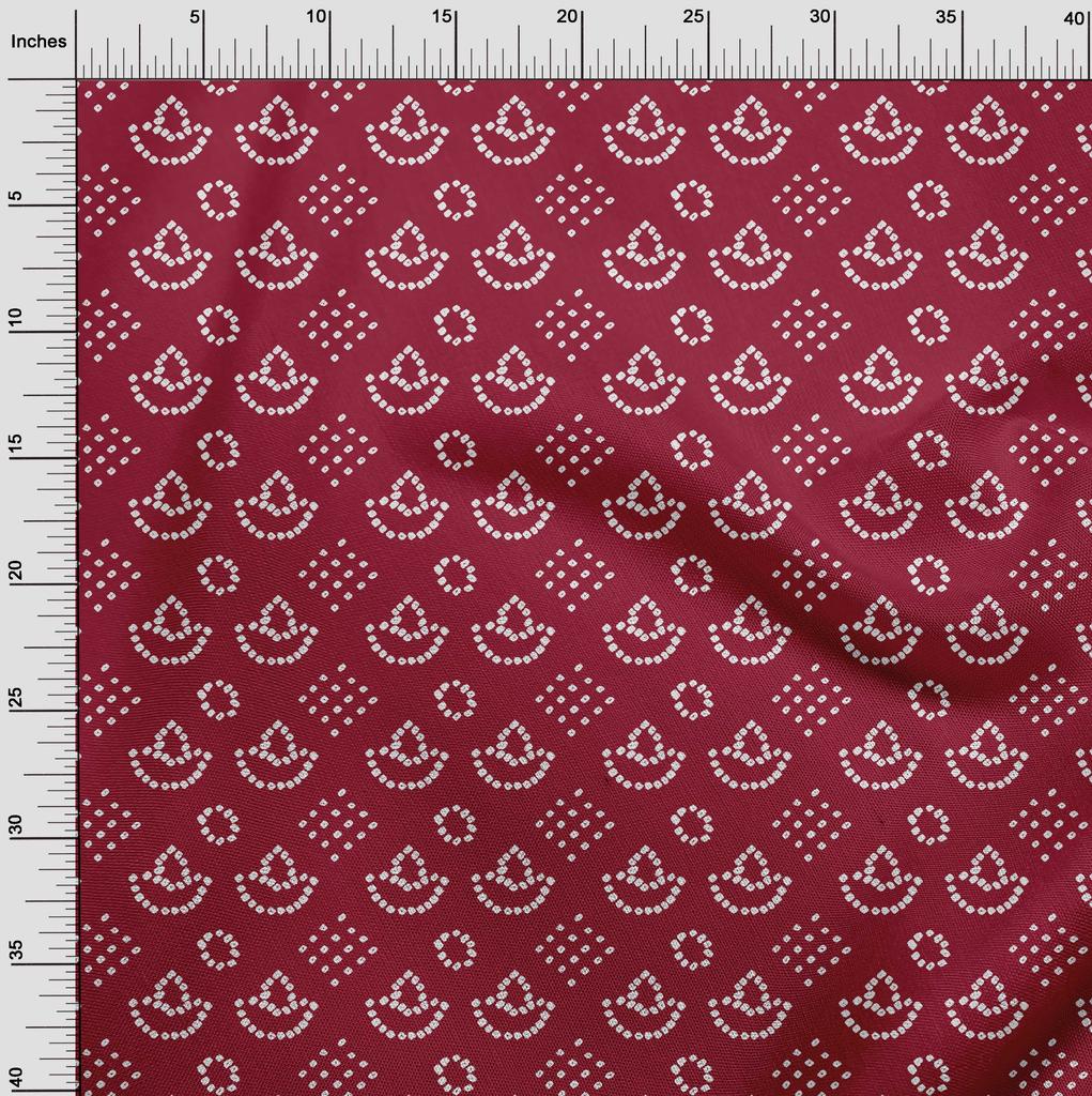 oneOone Cotton Flex Carmine Red Fabric Ethnic Bandhani Craft Projects Decor Fabric Printed By The Yard 40 Inch