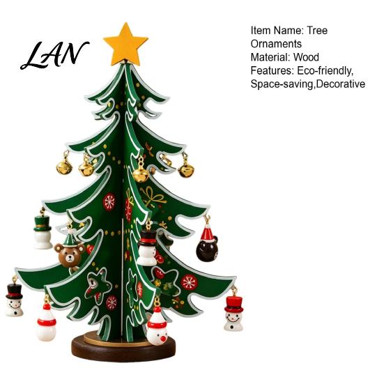 Xmas Party Table Accents Wooden Christmas Tree Ornaments, 3D Rustic Tabletop Decor Reusable Wood Holiday for Home Desk, Nordic Style Centerpiece
