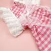 Cat Princess Dress Lace Stitching Square Collar Ruffle Sleeves Plaid Printing Pet Dog Cat Bowknot Skirt Daily Wear