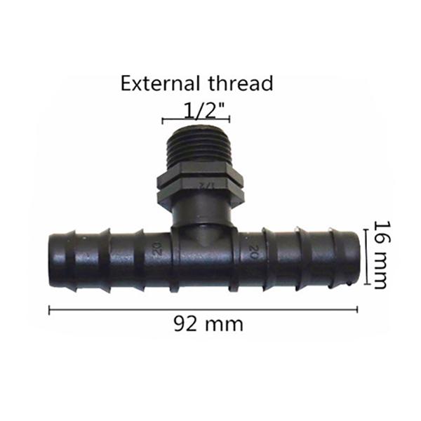 Hose Barbed Tee Connectors with Threaded Agriculture Irrigation Connections To DN16 DN20 Garden Hose Splitter 5 Pcs