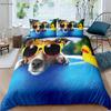 2/3 Piece Duvet Cover Set (1 Duvet Cover + 1/2 Pillowcase, Pillow Core Not Included), Cute Dog Print Bedding Set for Bedroom