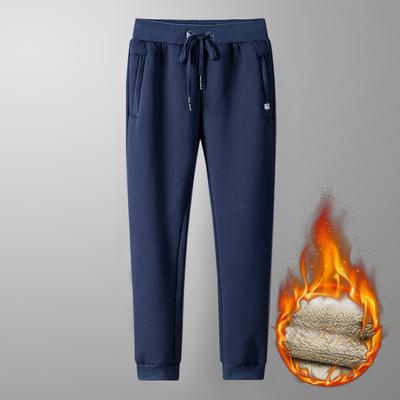 Winter Sports Pants for Men's Small Feet Plus Velvet Thickened Lamb Velvet Pants Warm Cotton Pants Slim Fit Men's Casual Pants