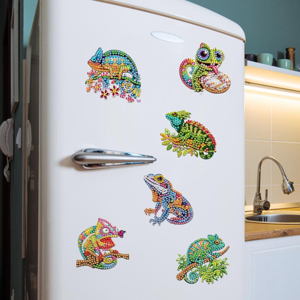 6Pcs Acrylic 2D Flat Coffee Afternoon Tea Diamond Art Fridge Magnet Diamond Painting Refrigerator Magnet for Adults Beginners