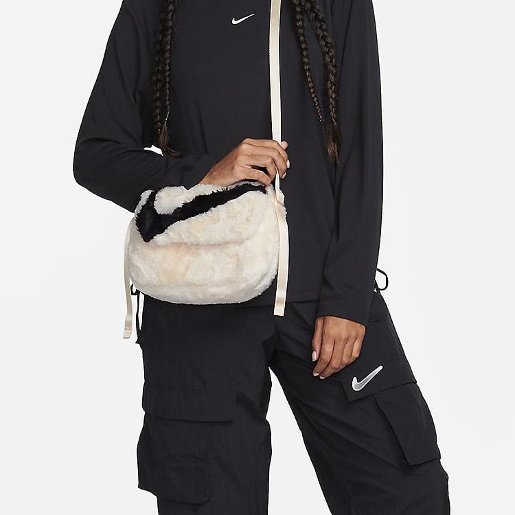 New Nike Sportswear Futura 365 Faux Fur Crossbody Bag 1L Guava Ice/Guava Ice/Black FB3048-838