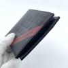 Used EMPORIO ARMANI Bifold Wallet Red Band Black All Over Pattern Logo Men's