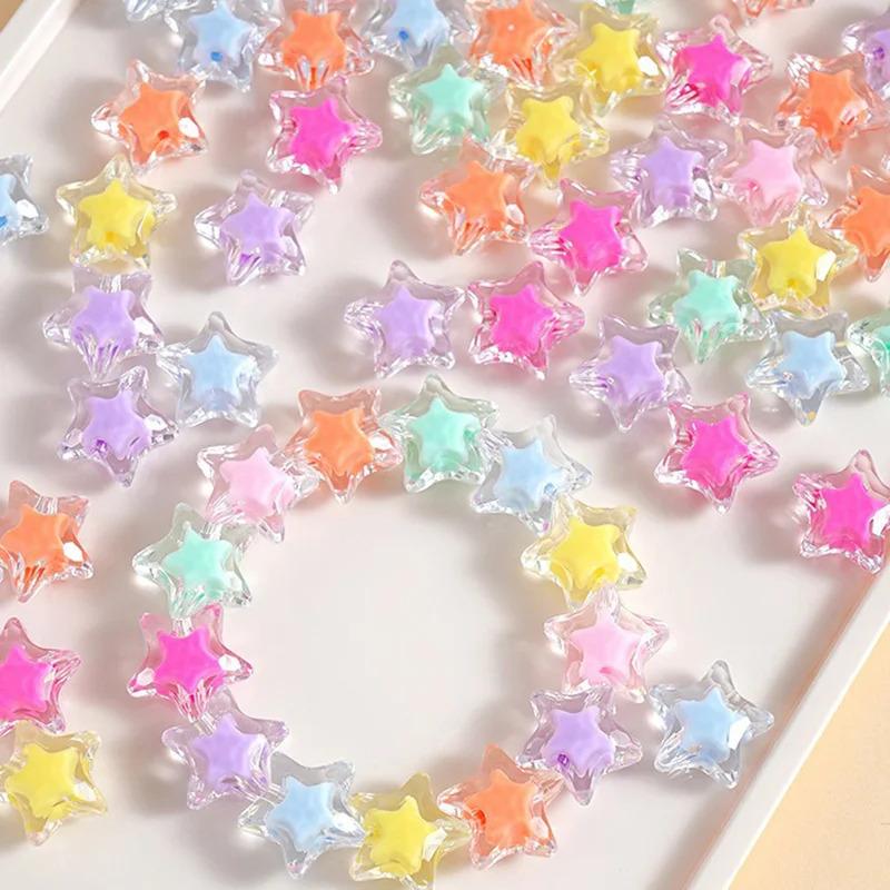 Clear Acrylic Inner Color Five-Pointed Star Hand-Knitted Bracelet Hair Tie Bead DIY Kit
