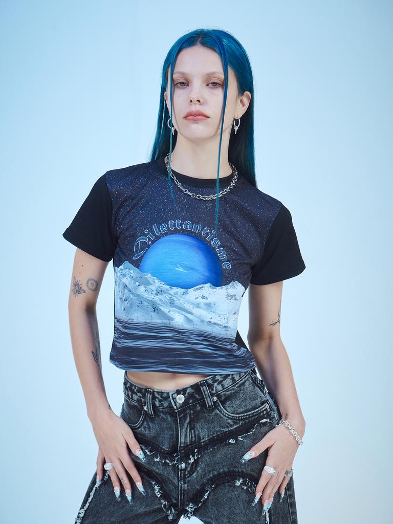 DILETTANTISME Moon Graphic Crop T-Shirt Ver.2