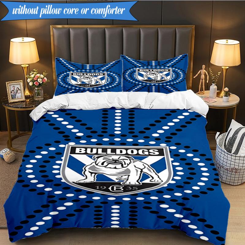 3PCS Bulldogs Team Crest Design Bedding Set 2D Printing (Includes 1 Duvet Cover + 2 Pillowcases Coreless), Bedroom decor,Fan Gift