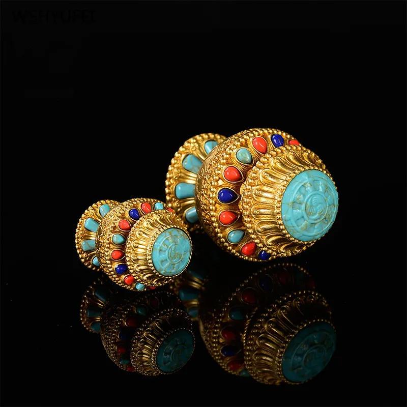 Pure Brass Mani Tibetan Gift Ornaments Feng Shui Accessories Living Room Desktop Home Decor Sacrifice Pray for Auspiciousness