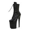 Fashion 20cm Popular Sexy Hate Sky High Boots Women's Bright Snake Pattern Thin Heeled Low Boots Super High Heeled Pole Dancing Shoes