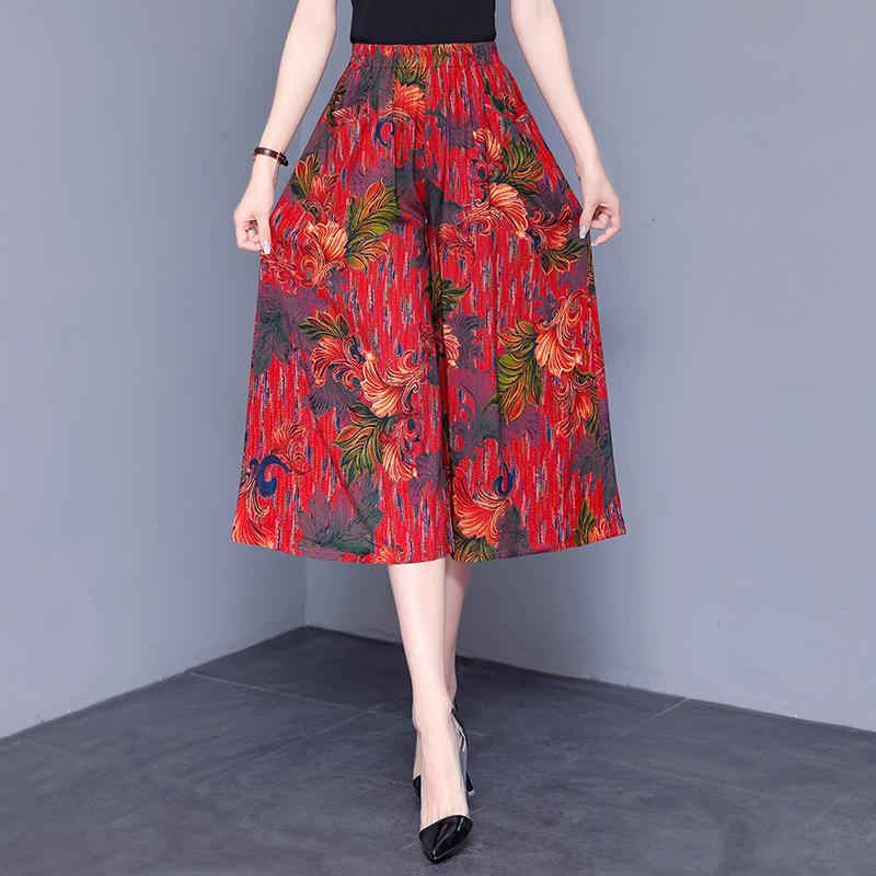 Hohe Taille Breite Bein Hosen Frauen Sommer Plus Größe Casual Lose Vintage Elastische Taille Oversize Hosen