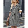 1116 Hot Sale Autumn Women's Striped Long Sleeve Dress, Stylish V-Neck Shirt