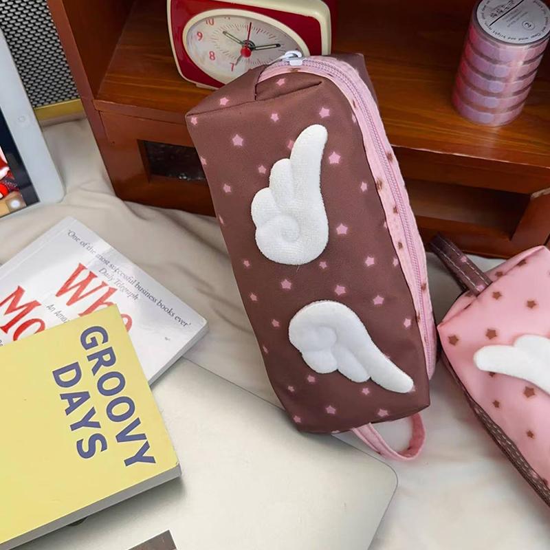 Cute Angel Wings Pencil Bag School Students Large Capacity Pen Case