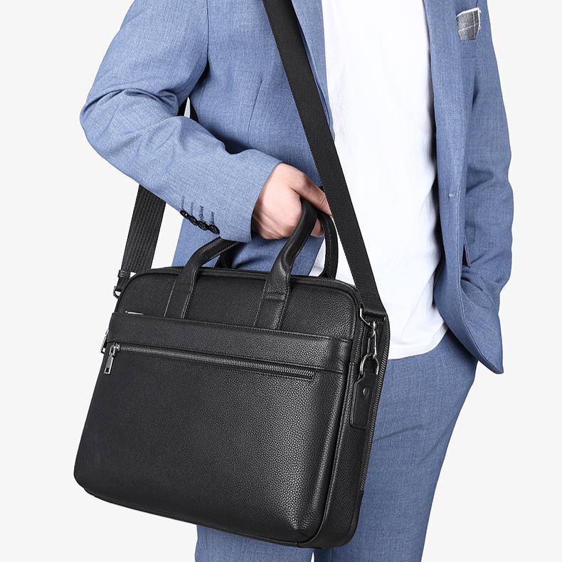 Męska aktówka ze skóry bydlęcej, wysokiej jakości torba na ramię, duża pojemność, torba biznesowa, oryginalna skórzana torba na komputer