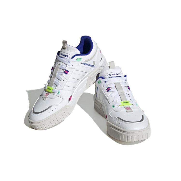 Adidas Neo D-Pad Leather Comfortable Trendy Non-Slip Wear-Resistant Lightweight Low-Top Skate Shoes Unisex Sneakers White Blue HP2673