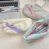 Ins Style Simple Fabric Pencil Case Bowknot Makeup Bag Large Capacity Storage Bag Stationery Pouch School Supplies Girls Gift