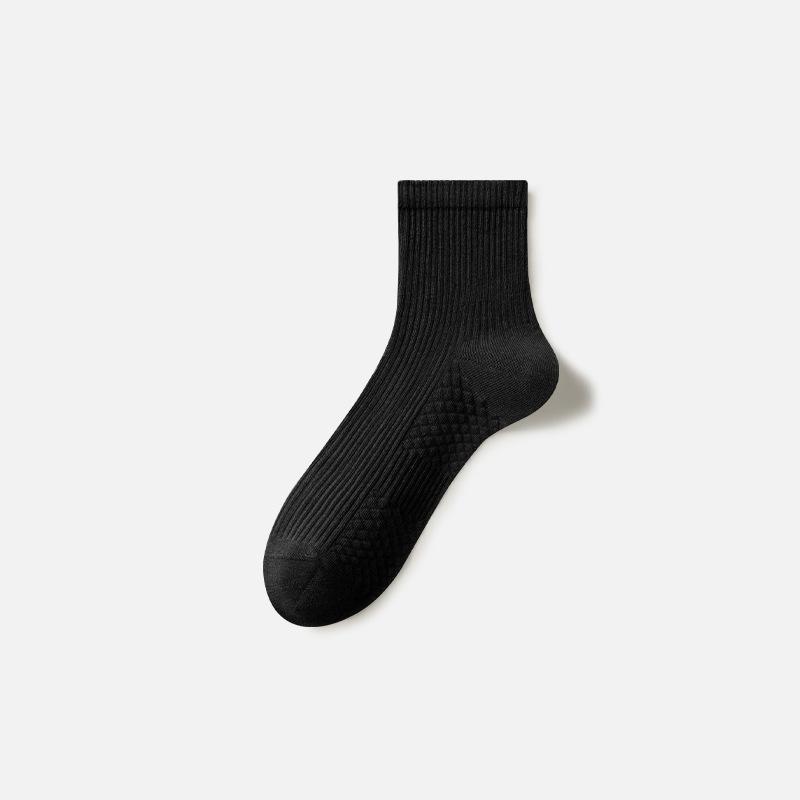 Men's New Autumn Product 7A Antibacterial Sweat Absorbing Solid Color Tube Cotton Socks